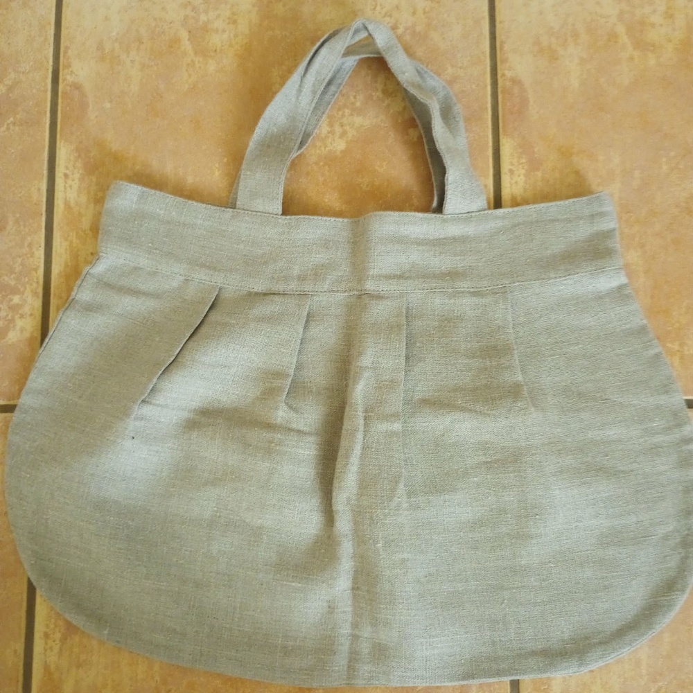 Fog Linen Work, AENNE round bag, beige, Lithuanian Linen